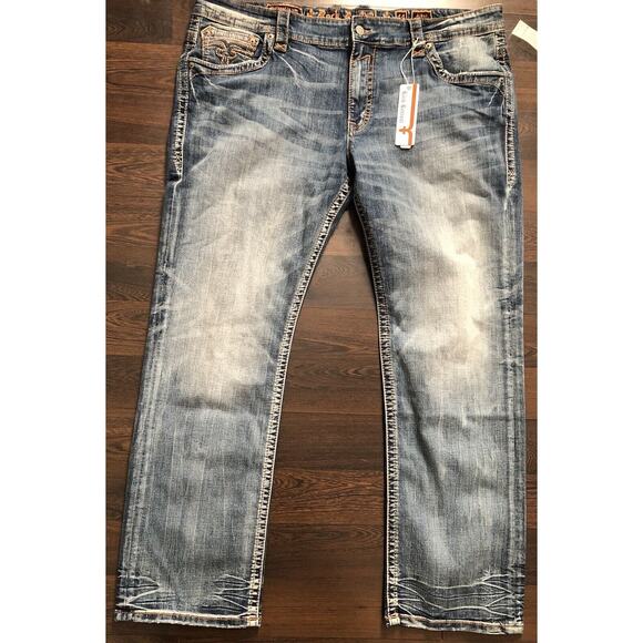 Rock Revival Men's Denim Jeans "Albus" Straight 44x37 NWOT